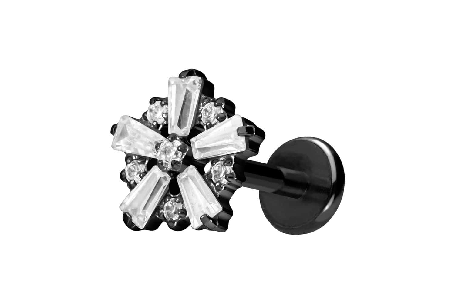 Titan Labret Piercing mit Push Fit SCHNEEFLOCKE